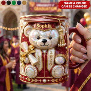 Lovely Bear - Celebrate Graduation Accent Mug - Personalized Gifts For Graduates