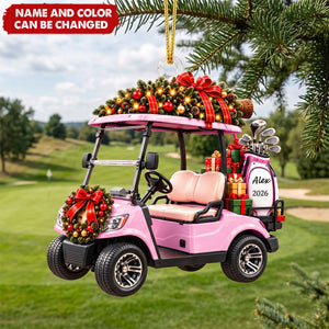Personalized Golf Cart Christmas Ornament, Gift For Golf Lovers, Golfer Dad, Husband & Grandpa