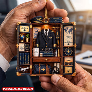 Personalized Pilot Locker Christmas Ornament -Gift For Airplane Captain & Aviation Lovers
