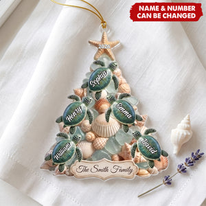 Bring The Beach To Your Tree - Personalized Sea Turtle Family Acrylic Ornament Gift