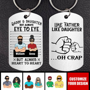 Personalized Dad/Mom And Daughter/Son Stainless Steel Keychain - Gift Idea For Father's Day From Daughter/Son - Like Father Like Daughter Oh Crap