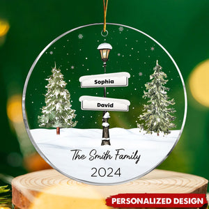 Vintage Family Lamp Post Signs - Personalized Acrylic Ornament