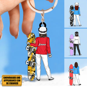 Personalized Gifts Snowboarding Keychain For Woman, Snowboarding Lovers
