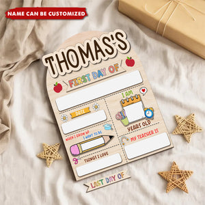 Personalized First And Last Day Wooden School Sign, Back to School Gift