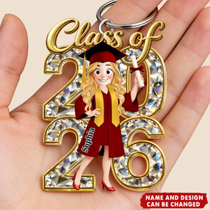 Congrats Grad Woman Man Crystal Effect - Personalized Acrylic Keychain