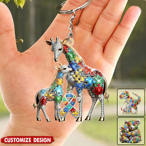 Mama Bear - Personalized Autism Awareness Keychain