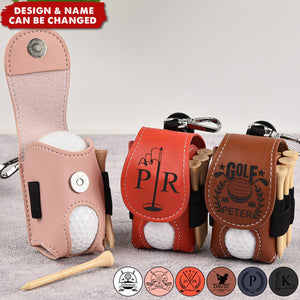 Leather Stylish Pouch Golf Tees Holder Travel Personalized Golf Ball Bag