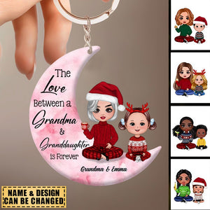 Grandma And Granddaughter On The Moon Personalized Acrylic Keychain