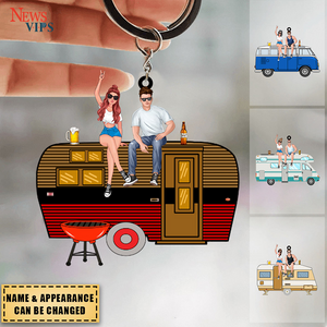 Couples Going Camping, Personalized Keychain