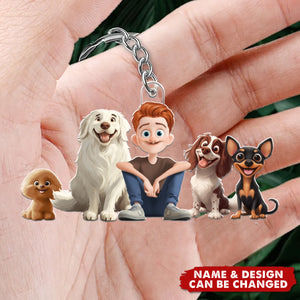 A Man & His Dogs - Personalized Keychain - Gifts For Dog Lovers