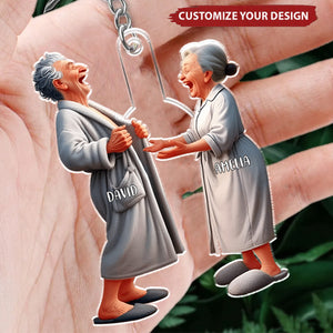 Funny Old Couple - Personalized Acrylic Keychain