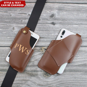 Personalized Leather Phone Loop Holster Case Pouch Belt Waist Bag