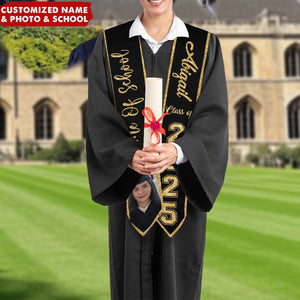 Custom Grads Name School Personalized Photo Graduation Stoles