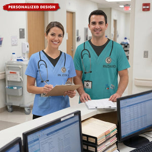 Customizable Nursing Themed T-Shirt With Stethoscope and Medical Badge, Gift For Nurses