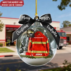 Firefighter Helmet Armor - Personalized Christmas Acrylic Ornament