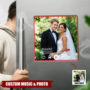 Family Photo Album Personalized Music Fridge Magnet
