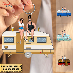 Couples Going Camping, Personalized Keychain