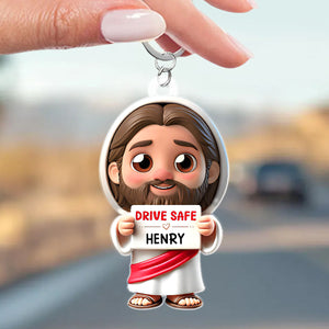 Jesus Drive Safe - Personalized Customized Acrylic Keychain - Gift For Family Members, Friends, Siblings, Loved One