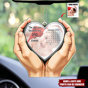 Custom Photo Calendar The Moment You Became My Mom Dad - Personalized Acrylic Car Hanger Ornament