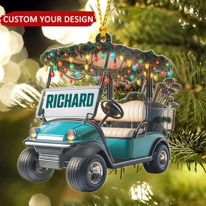 Golf Cart With Christmas Light Personalized Christmas Ornament, Gift For Golf Lover