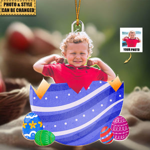 Custom Photo Egg Crack Easter Kid Family Gift - Personalized Photo Easter Ornament