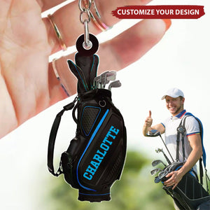 Golf Bag - Personalized Acrylic Keychain, Gifts For Golf Lover