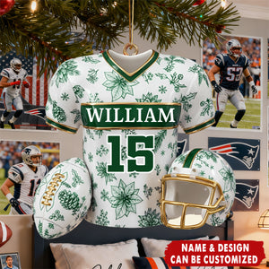 American Football Jersey Toile de Jouy - Personalized Acrylic Christmas Ornament