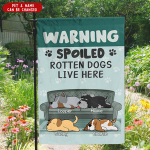 A Spoiled Rotten Dog Lives Here - Dog Personalized Flag