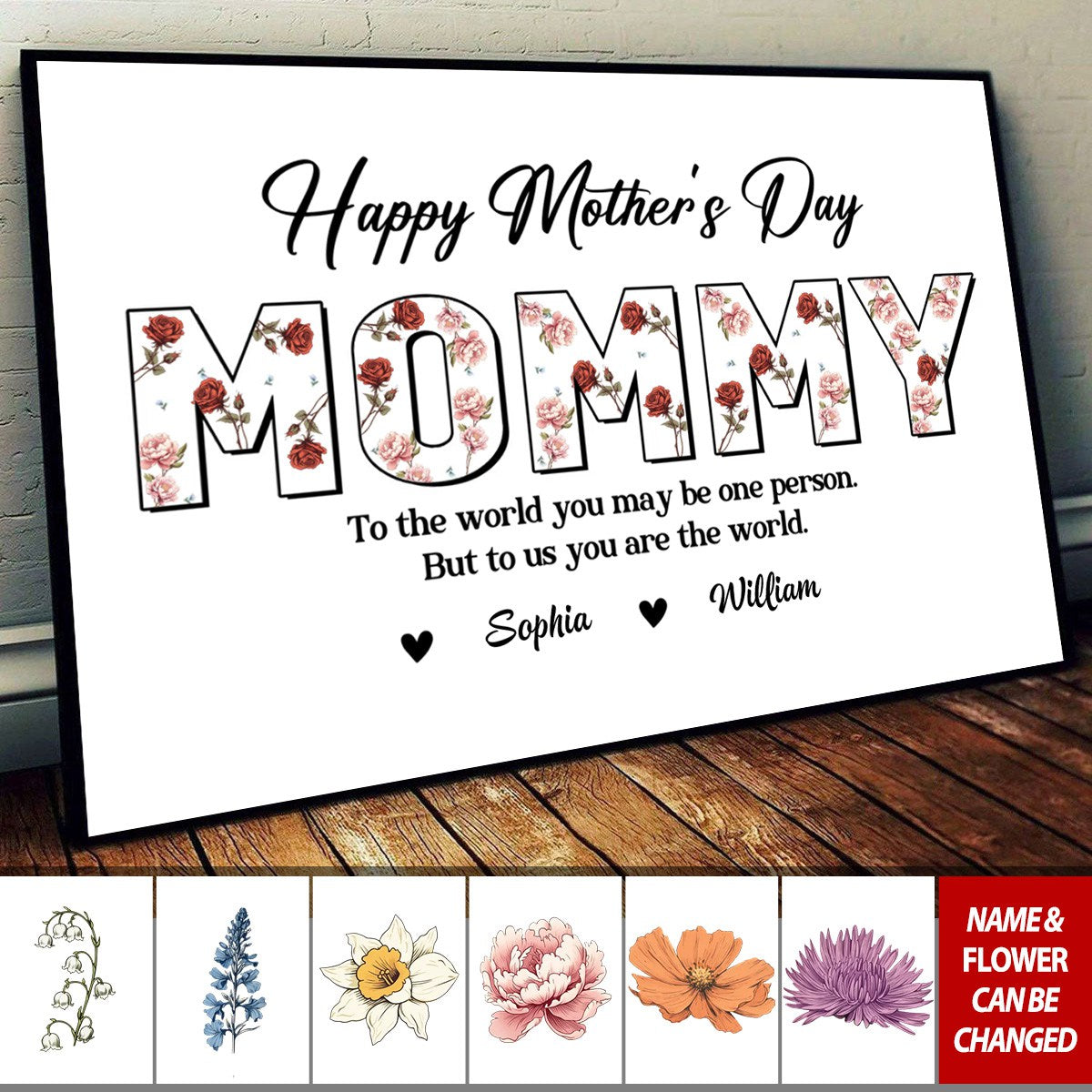 Happy Mother's Day Mommy, Birth Month Flower Personalized Poster, Gift For Mom