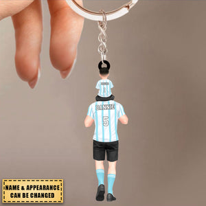 Dad And Kids Together - soccer Family - Personalized Keychain