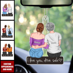 I Love You, My Darling - Family Personalized Car Ornament - Acrylic Custom Shaped - Gift For Mom, Daughter