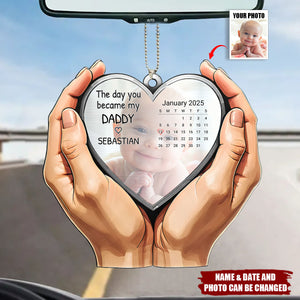 Custom Photo Calendar The Moment You Became My Mom Dad - Personalized Acrylic Car Hanger Ornament