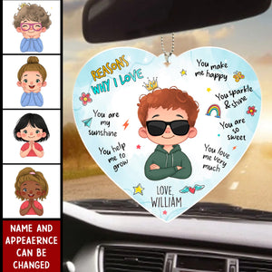 Gift For Mom Reasons Why I Love Mommy Transparent Personalized Acrylic Car Ornament
