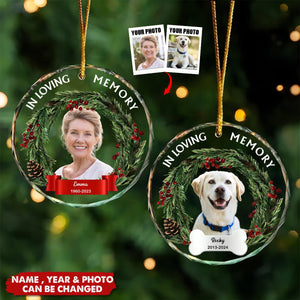 Custom Photo In Loving Memory - Personalized Circle Glass Ornament