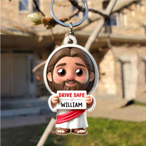 Jesus Drive Safe - Personalized Customized Acrylic Keychain - Gift For Family Members, Friends, Siblings, Loved One