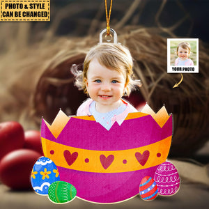 Custom Photo Egg Crack Easter Kid Family Gift - Personalized Photo Easter Ornament
