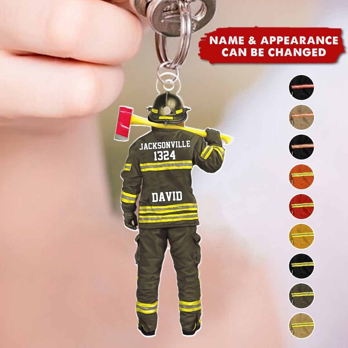Firefighter Uniform - Gift For Firefighters - Personalized Keychain