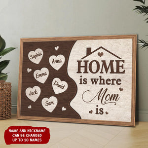 Home Is Where Mom Is - Personalized Customized Canvas Poster - Gift For Family Members