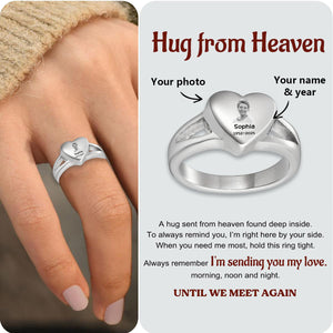 Personalized Memorial Photo Heart-Shaped Keepsake Ring – Custom Engraved Urn Jewelry for Ashes