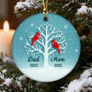 3D Sea Glass Effect Cardinal Memorial Tree - Personalized Ceramic Ornament