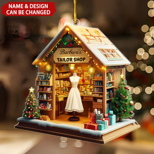 Dreamy Tailor Shop Personalized Christmas Ornament, Gift for Fashion Designer, Fashion Lover