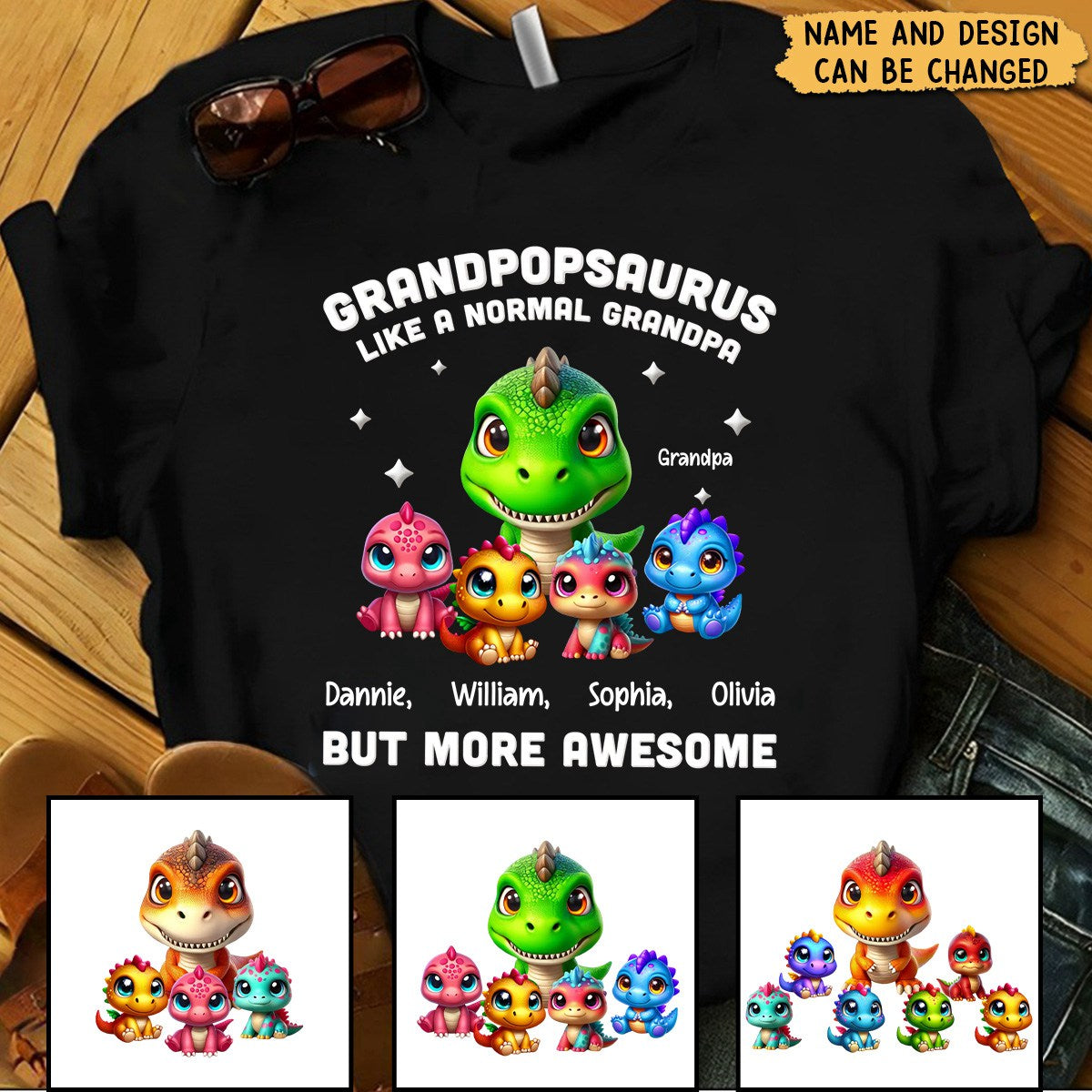 Daddysaurus Grandpasaurus Dinosaurs - Personalized T-Shirt
