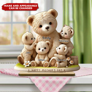 Mama Bear Nana Bear With Kids - Personalized Standing Wooden Plaque