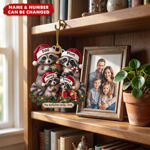 Lovely Raccoon Family Acrylic Ornament - Personalized Christmas Gifts For Family