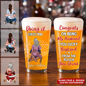 From The Reason You Drink - Personalized Couple Beer Glass