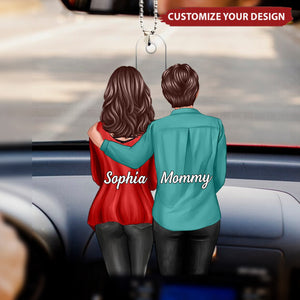 Mom And Daughter Standing Together - Personalized Acrylic Ornament