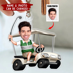 Golfing Custom Face For Golfer, Dad, Grandpa - Personalized Keychain