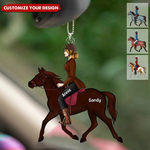 Girl Riding Horse - Personalized Acrylic Ornament
