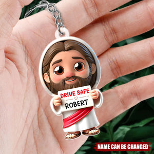 Jesus Drive Safe - Personalized Customized Acrylic Keychain - Gift For Family Members, Friends, Siblings, Loved One