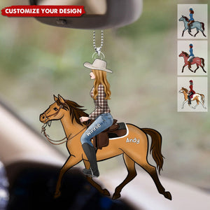 Girl Riding Horse - Personalized Acrylic Ornament